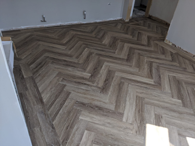 Herringbone Pattern Luxury Vinyl Tiles fitted in Mickleover Derby