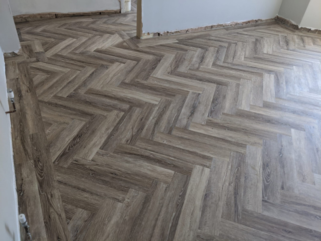 Herringbone Pattern Luxury Vinyl Tiles fitted in Mickleover Derby